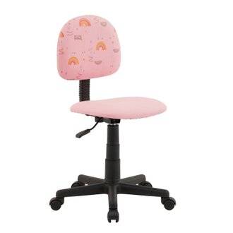 Chaise de bureau pour enfant ALPACA, revêtement synthétique rose avec motif lama