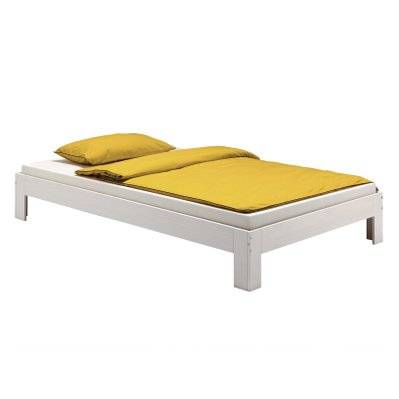 Lit futon THOMAS, en pin massif, 120 x 200 cm, lasuré blanc - 72816 - 4016787728163