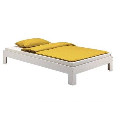 Lit futon THOMAS, en pin massif, 90 x 200 cm, lasuré blanc - 72806 - 4016787728064