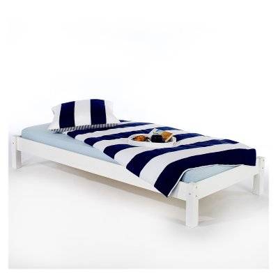 Lit futon TAIFUN, en pin massif, 90 x 200 cm, lasuré blanc - 71042 - 4016787710427