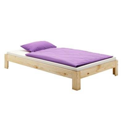 Lit futon THOMAS, en pin massif, 140 x 200 cm, vernis naturel - 72820 - 4016787728200