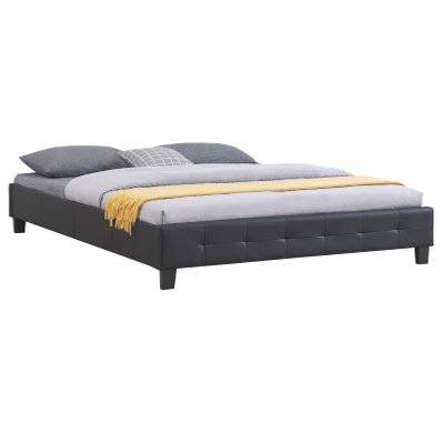 Lit double futon GOMERA, 160 x 200 cm, avec sommier, revêtement synthétique noir - 51376 - 4016787513769