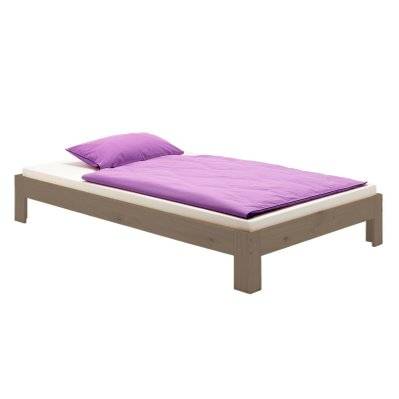 Lit futon THOMAS, en pin massif, 90 x 190 cm, lasuré taupe - 72803 - 4016787728033