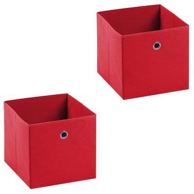 Lot de 2 boîtes de rangement ELA, en tissu rouge - 93095 - 4016787930955