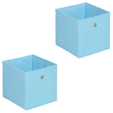 Lot de 2 boîtes de rangement ELA, en tissu bleu clair - 16204 - 4016787162042