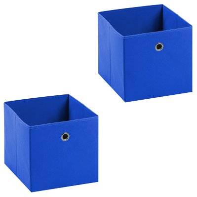Lot de 2 boîtes de rangement ELA, en tissu bleu - 93097 - 4016787930979