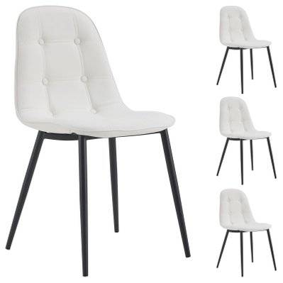 Lot de 4 chaises ALVARO, en synthétique blanc - 12631 - 4016787126310