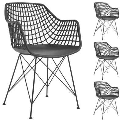Lot de 4 chaises ALICANTE, en plastique noir - 12767 - 4016787127676