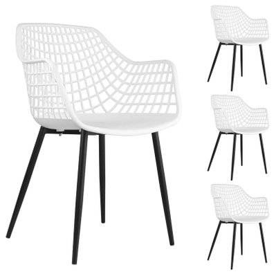 Lot de 4 chaises LUCIA, en plastique blanc - 12759 - 4016787127591