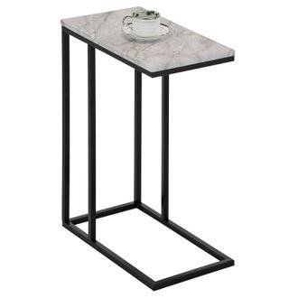Table d'appoint rectangulaire DEBORA, en métal noir et décor marbre blanc