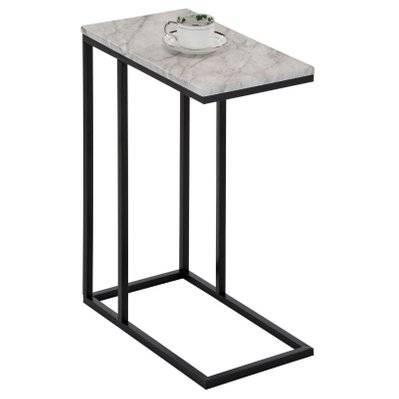 Table d'appoint rectangulaire DEBORA, en métal noir et décor marbre blanc - 13844 - 4016787138443