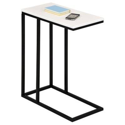 Table d'appoint rectangulaire DEBORA, en métal noir et décor blanc mat - 13842 - 4016787138429