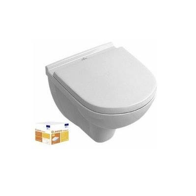 Pack WC suspendu compact sans bride VILLEROY ET BOCH O Novo + abattant + plaque blanche + bâti Grohe - 5688F101_38340001_38505SH0 - 3701068202043