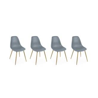 Lot de 4 chaises scandinaves - Lars -  pieds en métal couleur bois. fauteuils 1 place. gris