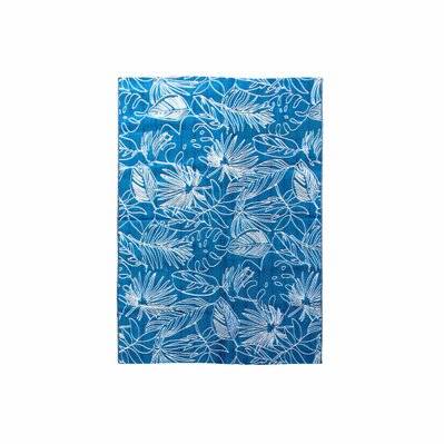 Tapis extérieur/intérieur 160 x 230 bleu canard avec motif exotique blanc - 3760326994007 - 3760326994007