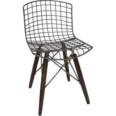 Chaise en métal et bois assise grillagée - 26216 - 3700407983841