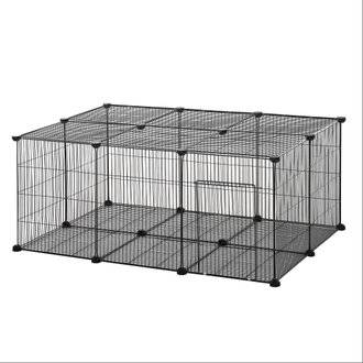 Cage parc enclos rongeurs modulable 1 porte fil métallique noir