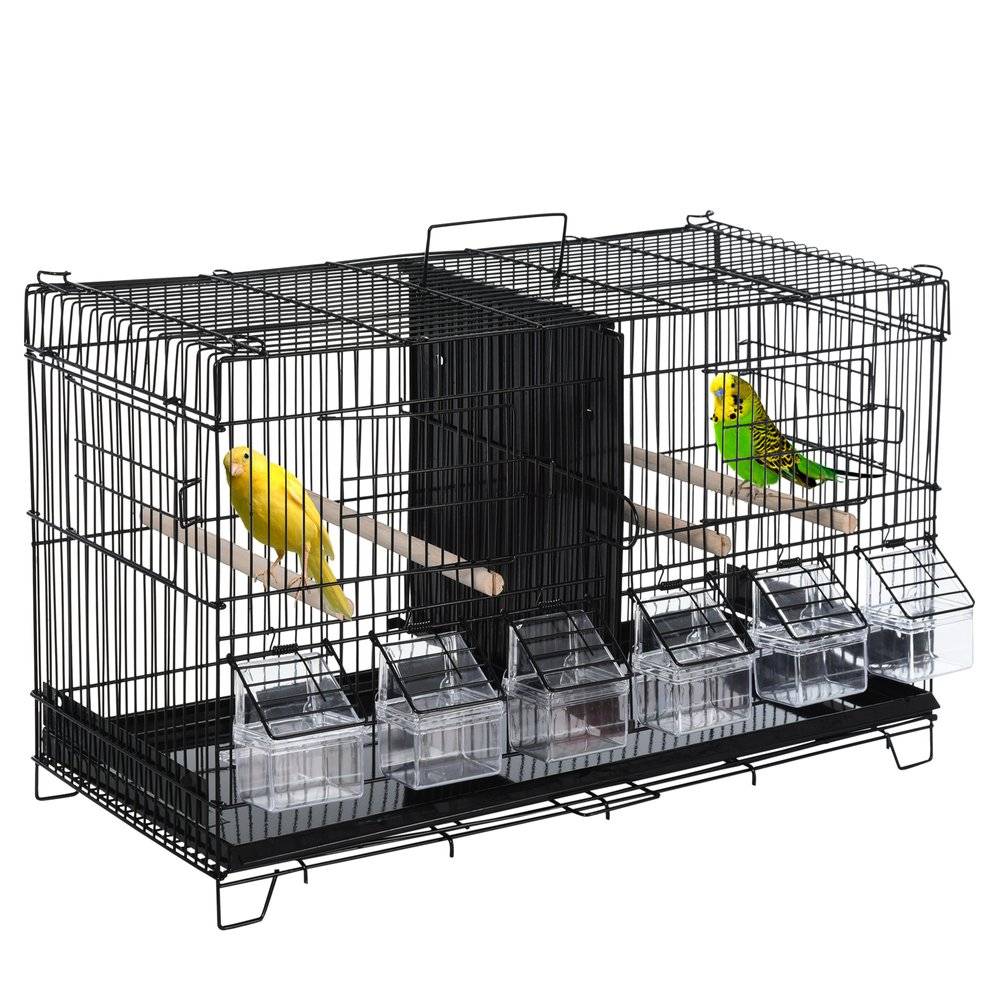 Cage à oiseaux mangeoires perchoirs 4 portes plateau excrément