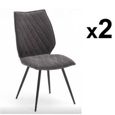 Lot de 2 chaises design NIME tissu anthracite et pieds laqués anthracite - 20100890325 - 3663556366371