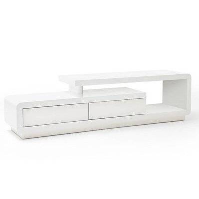 Meuble TV design CORTO 2 tiroirs finition  laquée blanc brillant - 20100871983 - 3663556293813