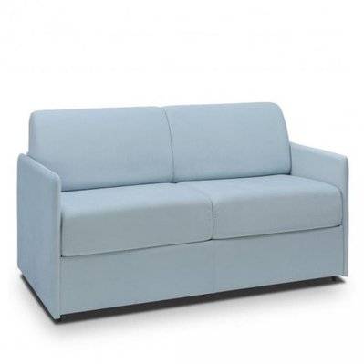 Canapé lit express COLOSSE couchage 160 cm matelas épaisseur 22 cm à mémoire de forme velours bleu pastel - 20100990277 - 3663556420370