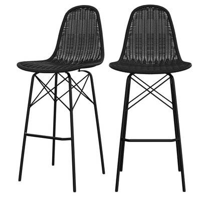 Chaise de bar Tiptur en résine tressée noire 76 cm (lot de 2) - 7511 - 3701324534697