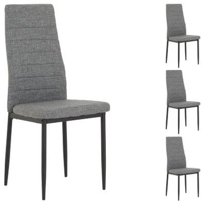 Lot de 4 chaises NATHALIE, tissu gris et piètement en métal noir - 12556 - 4016787125566