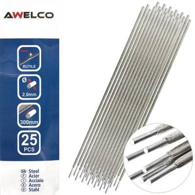Etui de 25 Electrodes soudage Acier 2 x 300 mm Baguette enrobée soudure à l'arc toutes positions Awelco - 4974 - 8004386904701