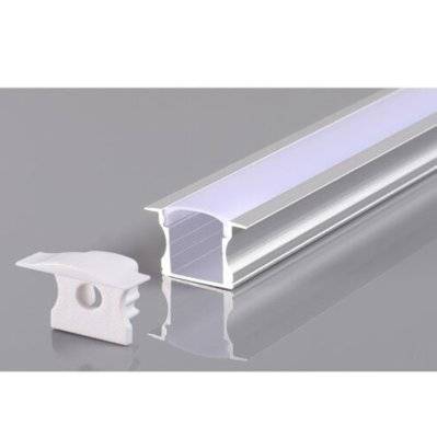 Profilé Encastrable Aluminium 2m pour Ruban LED Couvercle Blanc Opaque - SILAMP - 2M-BARRA-5108 - 7427245550085