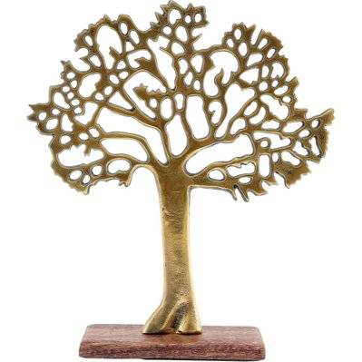 Arbre décoratif en aluminium doré et bois de manguier Arbre de vie Taille 2 - 52705 - 5024418309543
