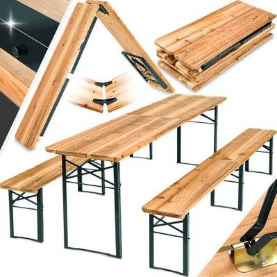 Tectake  Table de jardin pliante 219 x 50,5 x 77,5 cm avec bancs - 402189 - 4260473664789