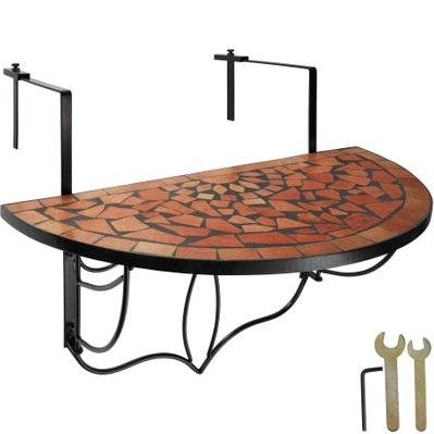 Tectake  Table de balcon rabattable 75 x 65 x 62 cm - marron terracotta - 402765 - 4260552080332