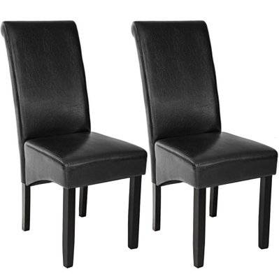 Tectake  Lot de 2 chaises aspect cuir - noir - 401293 - 4260397651308
