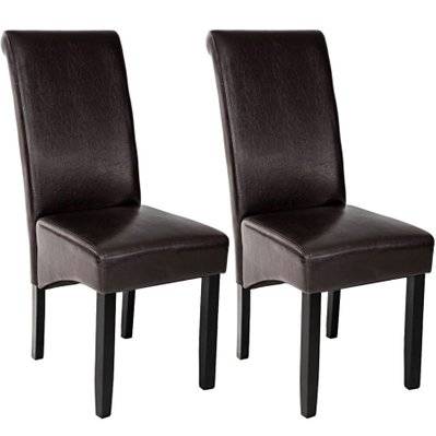 Tectake  Lot de 2 chaises aspect cuir - cappuccino - 401294 - 4260397651315