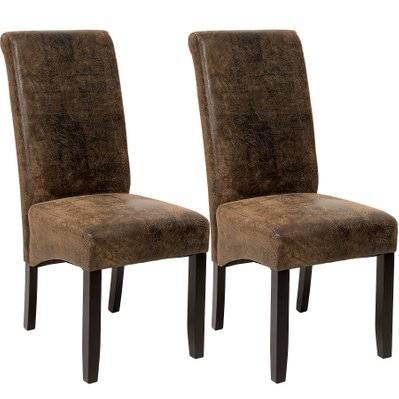 Tectake  Lot de 2 chaises aspect cuir - marron foncé - 401596 - 4260435991007