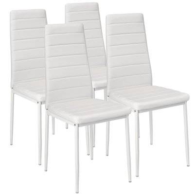 Tectake  Lot de 4 chaises avec surpiqûre - blanc - 401845 - 4260435995074