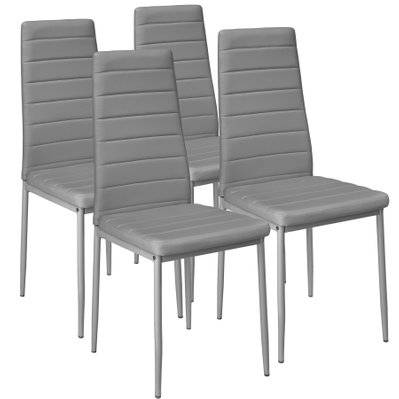 Tectake  Lot de 4 chaises avec surpiqûre - gris - 401846 - 4260435995081