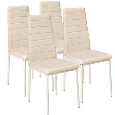 Tectake  Lot de 4 chaises avec surpiqûre - beige - 401847 - 4260435995098