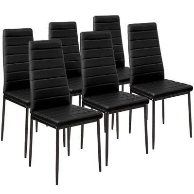 Tectake  Lot de 6 chaises avec surpiqûre - noir - 401848 - 4260435995104