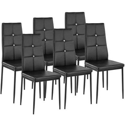 Tectake  Lot de 6 chaises avec strass - noir - 402541 - 4260517461756