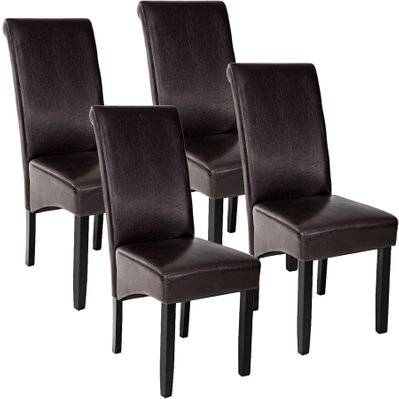 Tectake  Lot de 4 chaises aspect cuir - marron - 403496 - 4061173073396