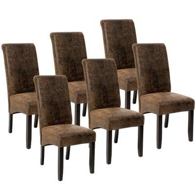 Tectake  Lot de 6 chaises aspect cuir - marron foncé - 403501 - 4061173073440