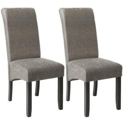 Tectake  Lot de 2 chaises aspect cuir - gris marbré - 403627 - 4061173115720