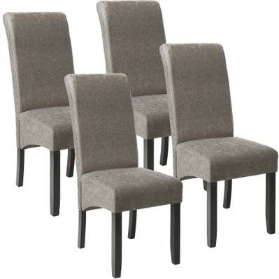 Tectake  Lot de 4 chaises aspect cuir - gris marbré - 403628 - 4061173115737