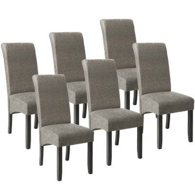 Tectake  Lot de 6 chaises aspect cuir - gris marbré - 403629 - 4061173115744