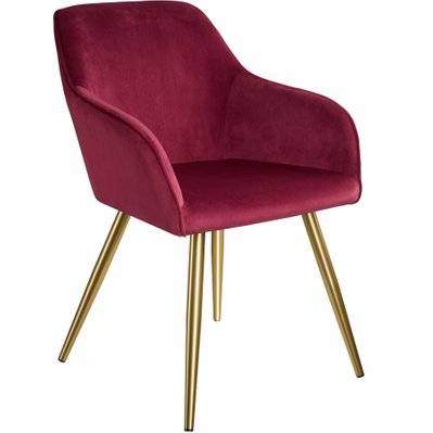 Tectake  Chaise MARILYN Effet Velours Style Scandinave - bordeaux/or - 403650 - 4061173115966