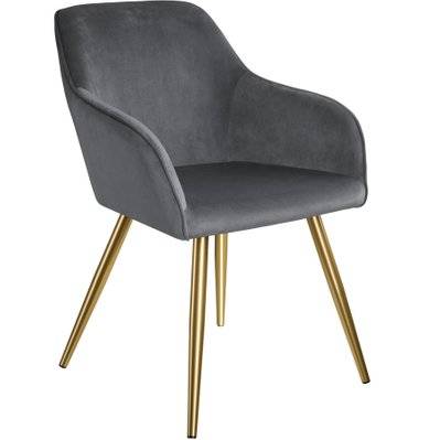 Tectake  Chaise MARILYN Effet Velours Style Scandinave - gris foncé/or - 403653 - 4061173115997