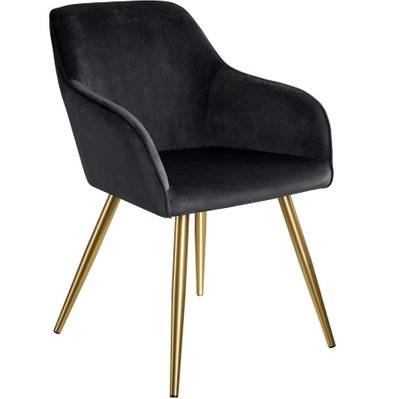 Tectake  Chaise MARILYN Effet Velours Style Scandinave - noir/or - 403654 - 4061173116000