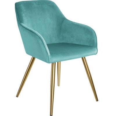 Tectake  Chaise MARILYN Effet Velours Style Scandinave - turquoise/or - 403655 - 4061173116017