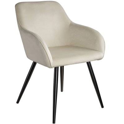 Tectake  Chaise MARILYN Effet Velours Style Scandinave - crème/noir - 403662 - 4061173116086
